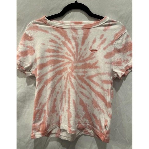 Vans Tops - Vans Shirt Womens Large Pink White Tie Dye Skateboard Embroidered Crop Top Tee